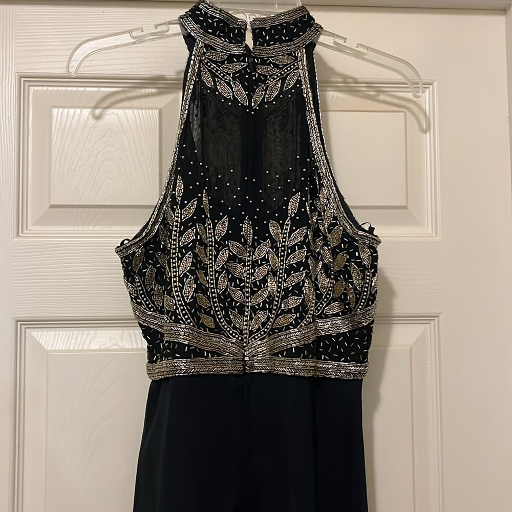 Vintage Black and Gold Beaded Long Formal Dress by Scala - Picture 9 of 13